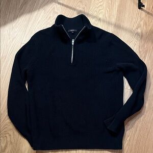 Quince Men's Black 100% Organic Cotton Quartet Zip Sweater size S